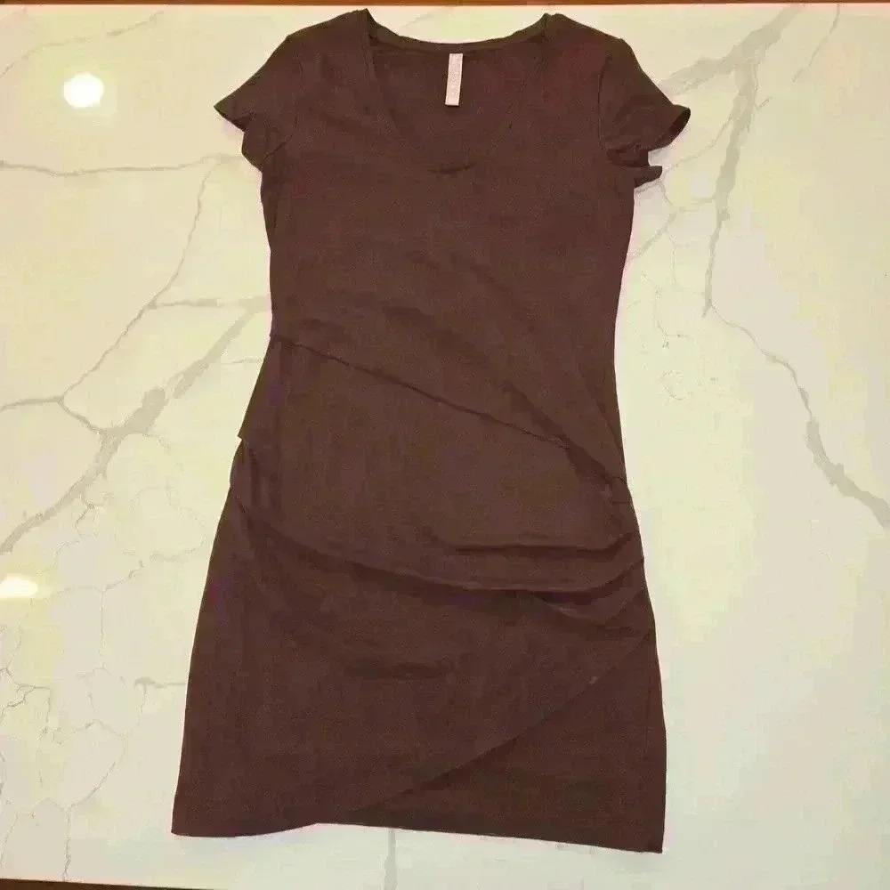 Athleta Womens Short Sleeve V Neck Mini Dress Purple Size Small